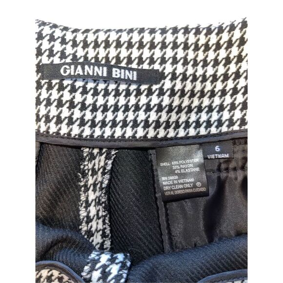 Gianni Bini Women's 6 Black White Houndstooth Knit Hi Rise Cropped Wide Leg Pant - Picture 4 of 7